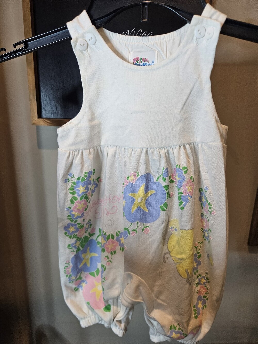 Vtg Oshkosh Baby B’Gosh Osh Kosh Honey Buns Bubble Romper Girls 6-9 Months White